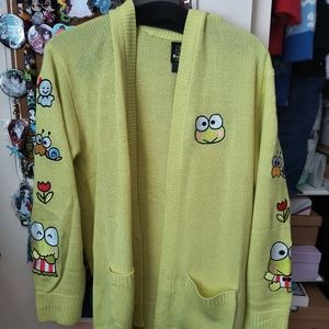 Sanrio Keroppi Embroidered Skimmer Girls Cardigan